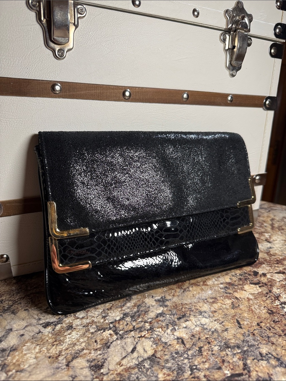 Michael Kors Beverly Mixed Media Foldover Clutch